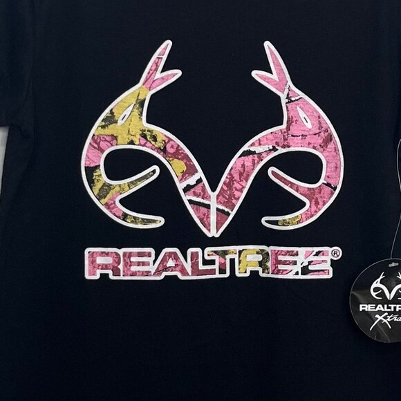Realtree Short Sleeve Tshirt Womens Small Black Pink New Hunting - Picture 5 of 8